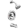 Moen Tub and Shower Faucet, 1-Handle, Standard Showerhead, Diverter Tub Spout, Metal, Chrome 82603/L82694EP